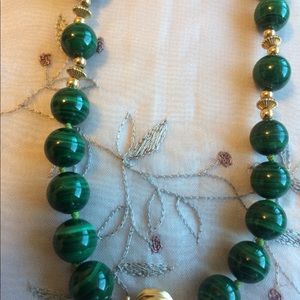 Vintage Green Malachite Necklace (14K)